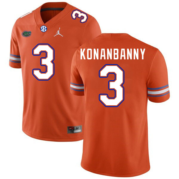Florida Gators #3 Onis Konanbanny College Football Jerseys Stitched-Orange